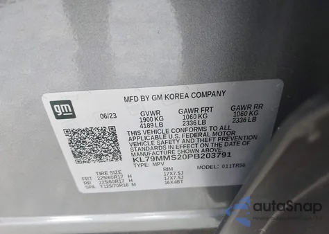 2023 Chevrolet Trailblazer Fwd Ls from USA, damaged, VIN KL79MMS20PB203791